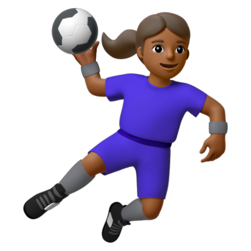 Emoji Người phụ nữ chơi bóng ném: màu da tối trung bình 🤾🏾‍♀ dạng 3D