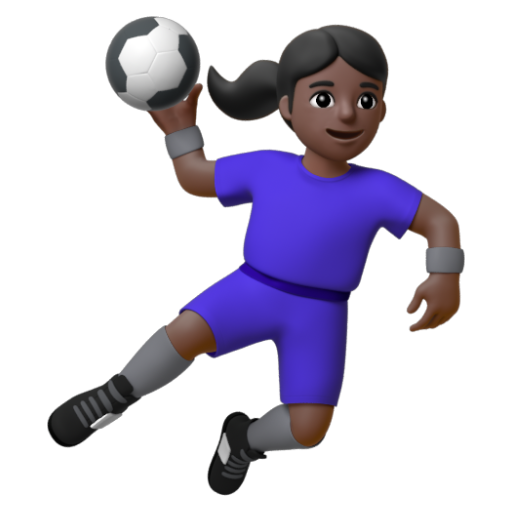 Emoji Người phụ nữ chơi bóng ném: màu da tối 🤾🏿‍♀ dạng 3D