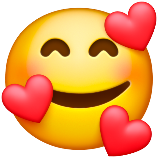 Emoji Mặt cười với 3 trái tim 🥰 dạng 3D