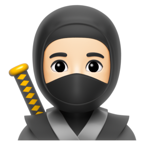 Emoji Ninja: màu da sáng 🥷🏻 dạng 3D