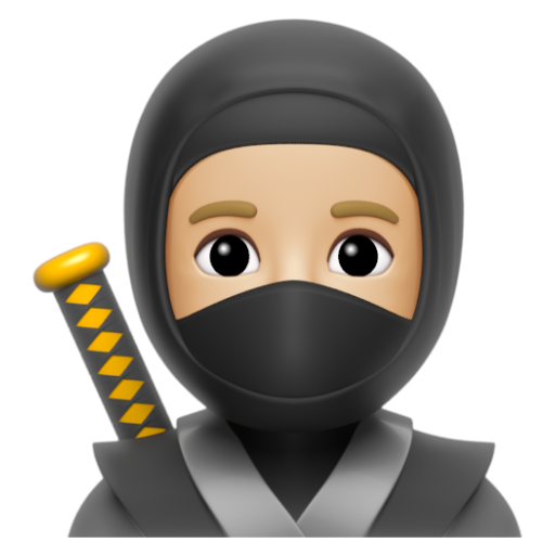 Emoji Ninja: màu da sáng trung bình 🥷🏼 dạng 3D