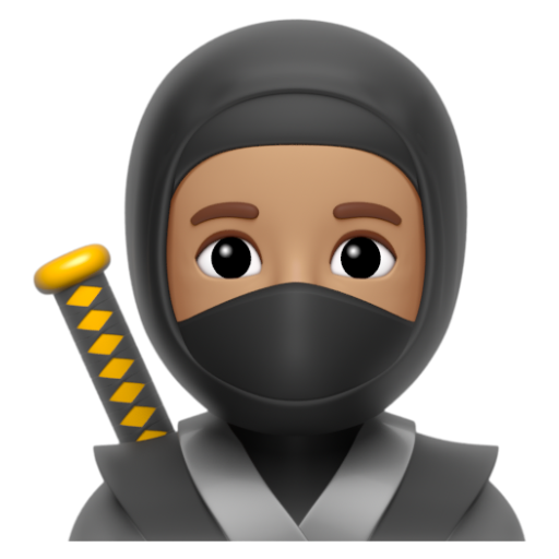 Emoji Ninja: màu da trung bình 🥷🏽 dạng 3D