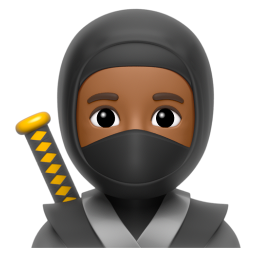 Emoji Ninja: màu da tối trung bình 🥷🏾 dạng 3D