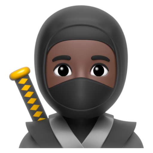 Emoji Ninja: màu da tối 🥷🏿 dạng 3D