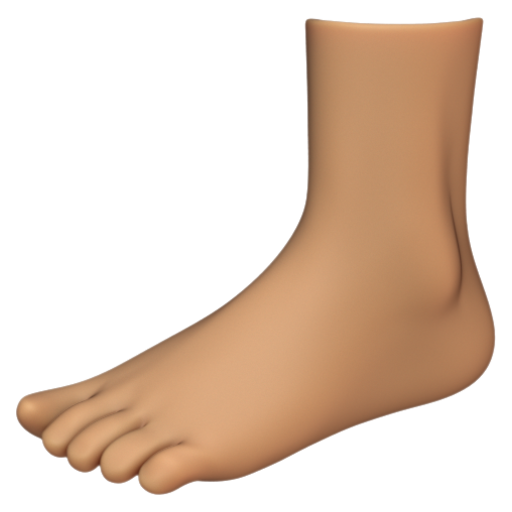 Emoji Bàn chân: màu da trung bình 🦶🏽 dạng 3D