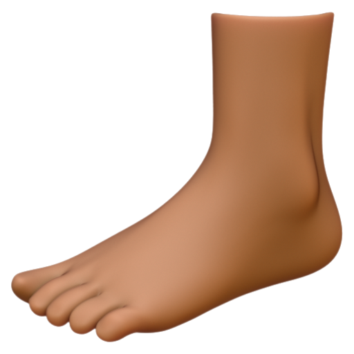 Emoji Bàn chân: màu da tối trung bình 🦶🏾 dạng 3D