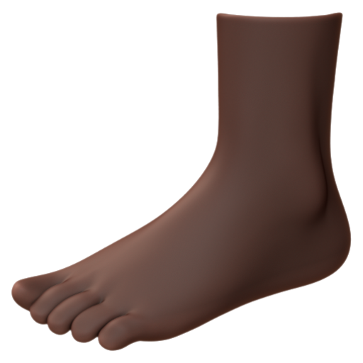 Emoji Bàn chân: màu da tối 🦶🏿 dạng 3D
