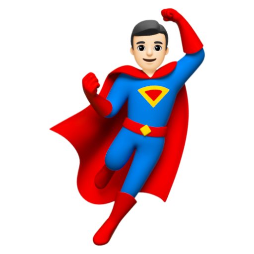 Emoji Nam siêu anh hùng: màu da sáng 🦸🏻‍♂ dạng 3D