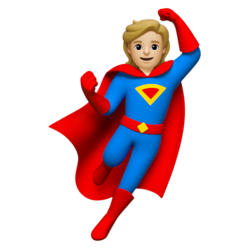 Emoji Siêu anh hùng: màu da sáng trung bình 🦸🏼 dạng 3D