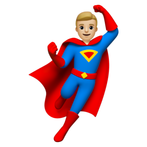 Emoji Nam siêu anh hùng: màu da sáng trung bình 🦸🏼‍♂ dạng 3D