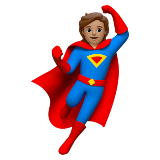 Emoji Siêu anh hùng: màu da trung bình 🦸🏽 dạng 3D