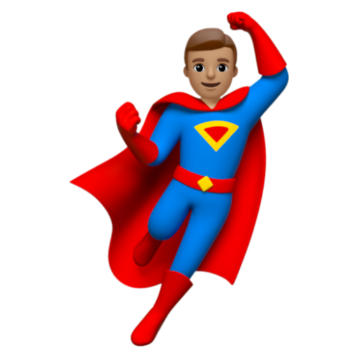 Emoji Nam siêu anh hùng: màu da trung bình 🦸🏽‍♂ dạng 3D