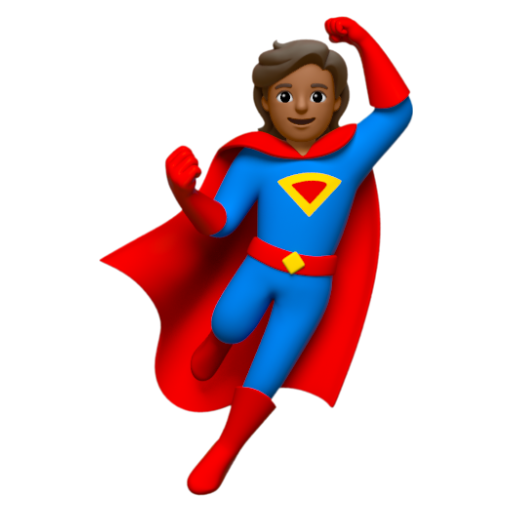 Emoji Siêu anh hùng: màu da tối trung bình 🦸🏾 dạng 3D