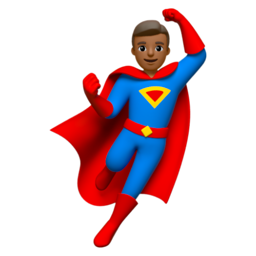 Emoji Nam siêu anh hùng: màu da tối trung bình 🦸🏾‍♂ dạng 3D