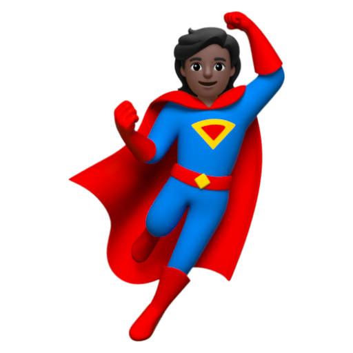 Emoji Siêu anh hùng: màu da tối 🦸🏿 dạng 3D