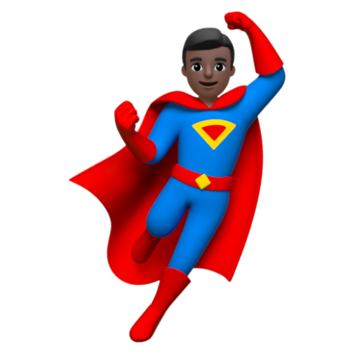 Emoji Nam siêu anh hùng: màu da tối 🦸🏿‍♂ dạng 3D