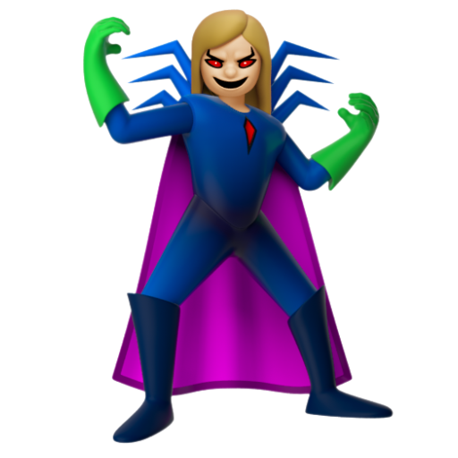 Emoji Nữ siêu phản diện: màu da sáng trung bình 🦹🏼‍♀ dạng 3D