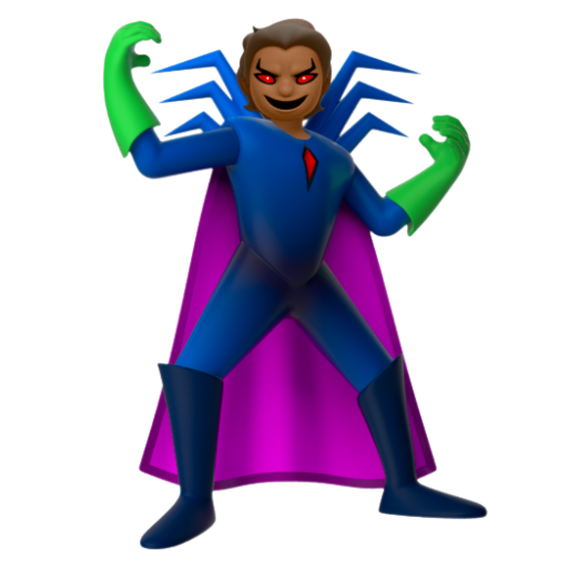 Emoji Nhân vật siêu phản diện: màu da tối trung bình 🦹🏾 dạng 3D