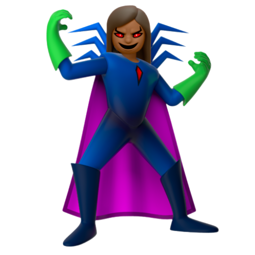 Emoji Nữ siêu phản diện: màu da tối trung bình 🦹🏾‍♀ dạng 3D