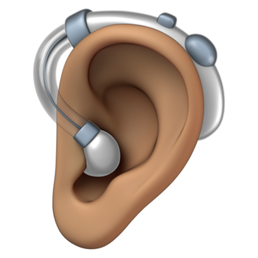 Emoji Tai đeo thiết bị trợ thính: màu da trung bình 🦻🏽 dạng 3D