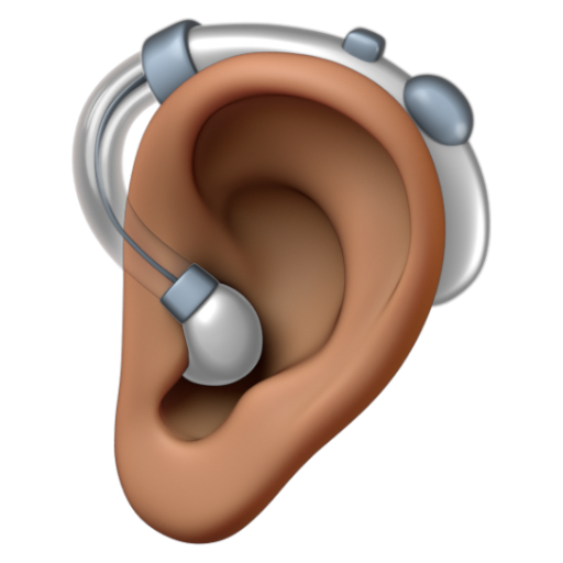 Emoji Tai đeo thiết bị trợ thính: màu da tối trung bình 🦻🏾 dạng 3D