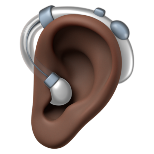 Emoji Tai đeo thiết bị trợ thính: màu da tối 🦻🏿 dạng 3D