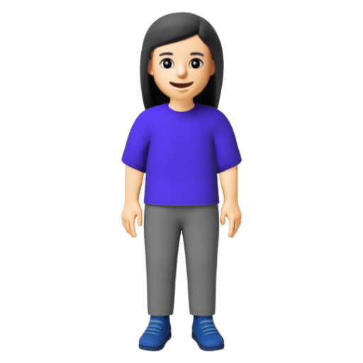 Emoji Người phụ nữ đứng: màu da sáng 🧍🏻‍♀ dạng 3D