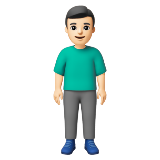 Emoji Người đàn ông đứng: màu da sáng 🧍🏻‍♂ dạng 3D