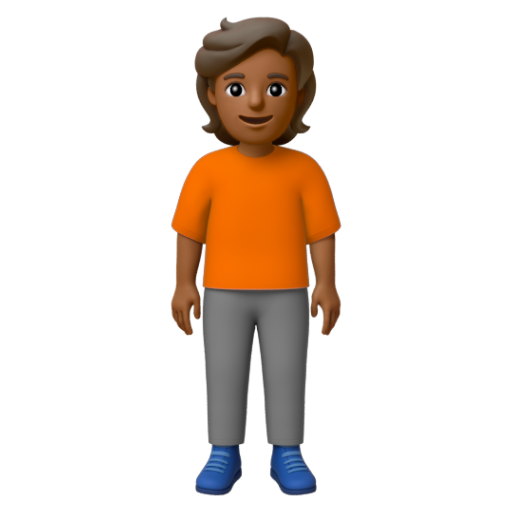 Emoji Người đứng: màu da tối trung bình 🧍🏾 dạng 3D
