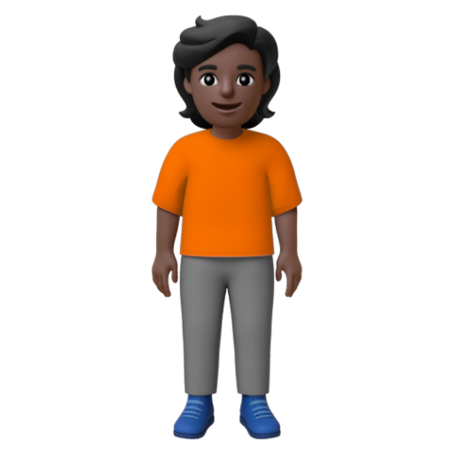 Emoji Người đứng: màu da tối 🧍🏿 dạng 3D