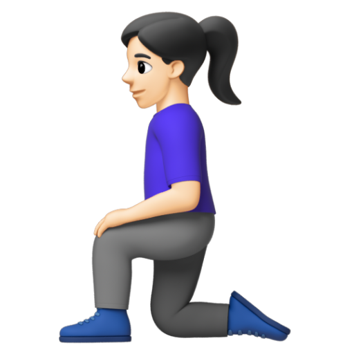Emoji Người phụ nữ quỳ: màu da sáng 🧎🏻‍♀ dạng 3D