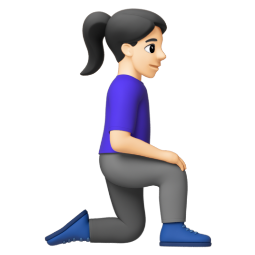 Emoji Người phụ nữ quỳ: màu da sáng, hướng sang phải 🧎🏻‍♀‍➡ dạng 3D