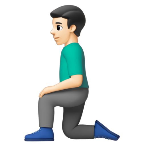 Emoji Người đàn ông quỳ: màu da sáng 🧎🏻‍♂ dạng 3D