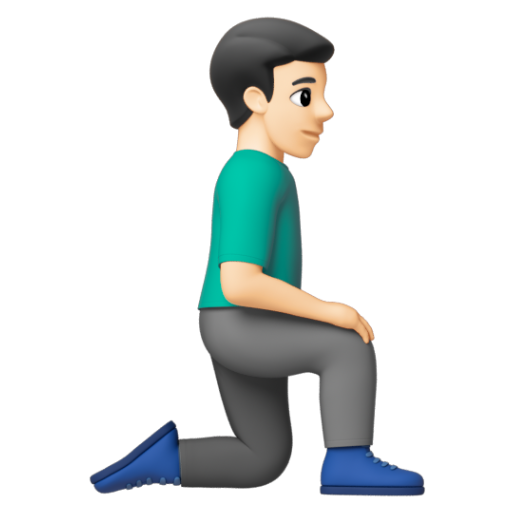 Emoji Người đàn ông quỳ: màu da sáng, hướng sang phải 🧎🏻‍♂‍➡ dạng 3D