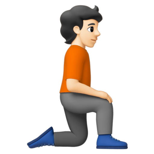 Emoji Người quỳ: màu da sáng, hướng sang phải 🧎🏻‍➡ dạng 3D