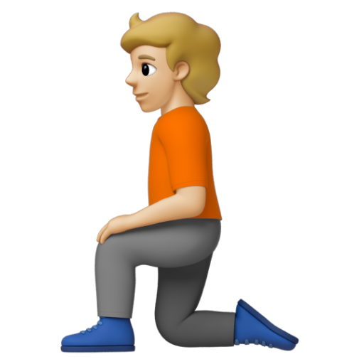 Emoji Người quỳ: màu da sáng trung bình 🧎🏼 dạng 3D