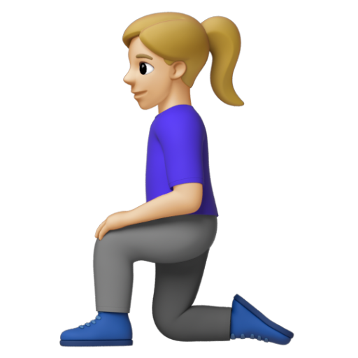 Emoji Người phụ nữ quỳ: màu da sáng trung bình 🧎🏼‍♀ dạng 3D