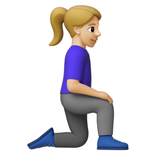 Emoji Người phụ nữ quỳ: màu da sáng trung bình, hướng sang phải 🧎🏼‍♀‍➡ dạng 3D