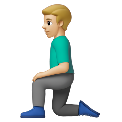 Emoji Người đàn ông quỳ: màu da sáng trung bình 🧎🏼‍♂ dạng 3D