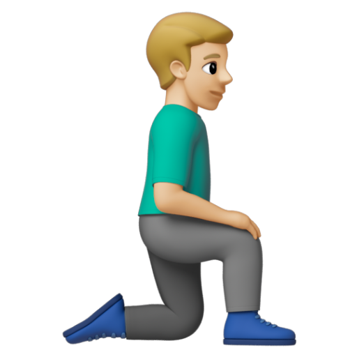 Emoji Người đàn ông quỳ: màu da sáng trung bình, hướng sang phải 🧎🏼‍♂‍➡ dạng 3D