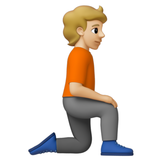 Emoji Người quỳ: màu da sáng trung bình, hướng sang phải 🧎🏼‍➡ dạng 3D