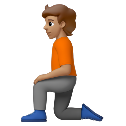 Emoji Người quỳ: màu da trung bình 🧎🏽 dạng 3D
