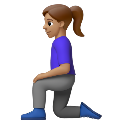 Emoji Người phụ nữ quỳ: màu da trung bình 🧎🏽‍♀ dạng 3D