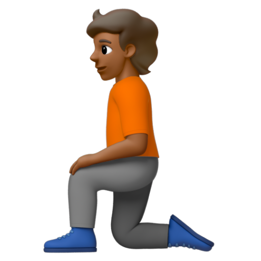 Emoji Người quỳ: màu da tối trung bình 🧎🏾 dạng 3D