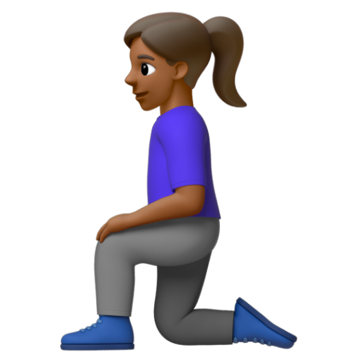 Emoji Người phụ nữ quỳ: màu da tối trung bình 🧎🏾‍♀ dạng 3D
