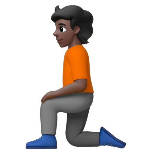 Emoji Người quỳ: màu da tối 🧎🏿 dạng 3D