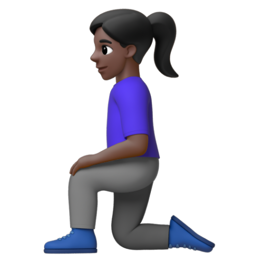 Emoji Người phụ nữ quỳ: màu da tối 🧎🏿‍♀ dạng 3D