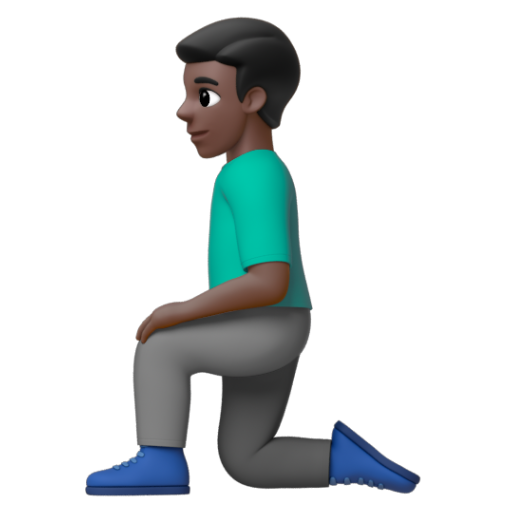 Emoji Người đàn ông quỳ: màu da tối 🧎🏿‍♂ dạng 3D