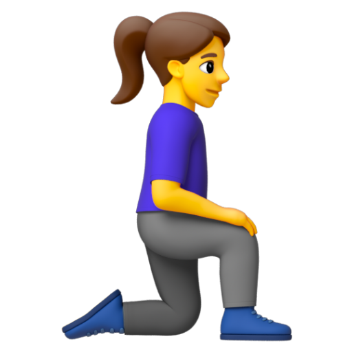 Emoji Người phụ nữ quỳ: hướng sang phải 🧎‍♀‍➡ dạng 3D
