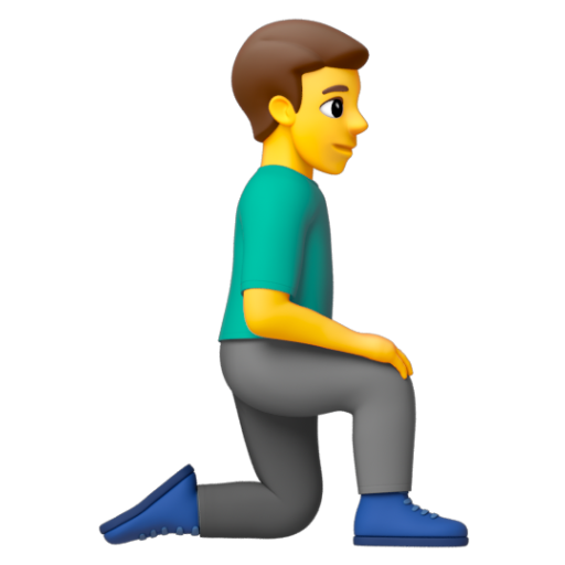 Emoji Người đàn ông quỳ: hướng sang phải 🧎‍♂‍➡ dạng 3D